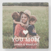 Cute HEART LIGT U MOM Moederdag Foto Stenen Onderzetter (Voorkant)