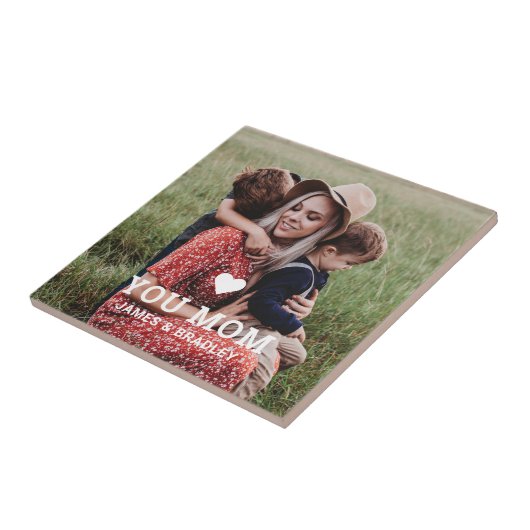 Cute HEART LIGT U MOM Moederdag Foto Tegeltje (Zijkant)