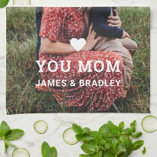 Cute HEART LIGT U MOM Moederdag Foto Theedoek (Gevouwen)