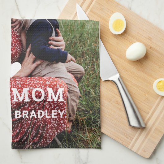 Cute HEART LIGT U MOM Moederdag Foto Theedoek (Quarter Fold)