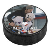 Cute Heart LOVE YOU DAD Personalized Photo Names Hockey Puck (3/4)