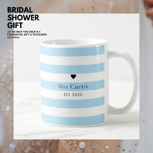 Cute Heart Mariage Mug Quelque Chose Bleu Stripes