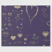 Cute Heart Modern Dark Paars Cadeaupapier (Vlak)