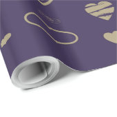 Cute Heart Modern Dark Paars Cadeaupapier (Rol Hoek)