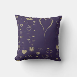 Cute Heart Modern Dark Paars Kussen