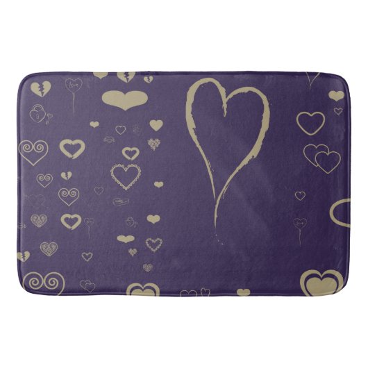 Cute Heart Modern Dark Paars Pattern Badmat (Voorkant)