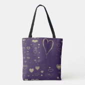 Cute Heart Modern Dark Paars Pattern Tote Bag (Achterkant)
