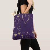 Cute Heart Modern Dark Paars Pattern Tote Bag (Dichtbij)