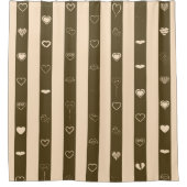 Cute Heart Modern Donkey Brown Stripe Douchegordijn (Voorkant)
