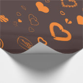 Cute Heart Modern Oranje Cadeaupapier (Hoek)