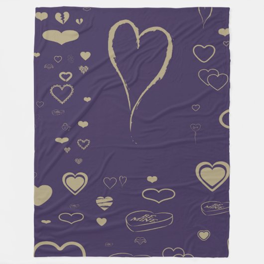 Cute Heart Modern Paars Pattern Fleece Deken (Voorkant)