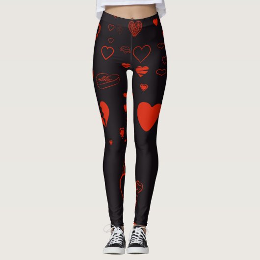 Cute Heart Modern Red Leggings (Voorkant)