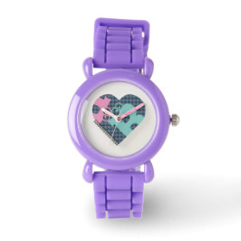 Cute Heart Notitieboek Blue Red Glitter MODERN eWa Horloge