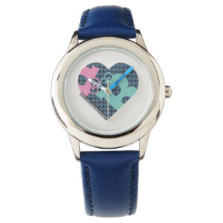 Cute Heart Notitieboek RoestvrijSteel Blue PinkMOD Horloge