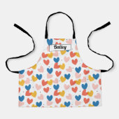 Cute Heart Pattern Persoonlijke naam Apron Schort (Voorkant)