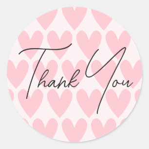 Cute Heart Pattern Shades of Pink Hartelijk dank Ronde Sticker