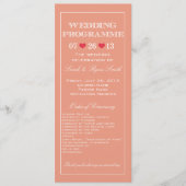 Cute Heart Peach Wedding Program Programma (Voorkant)