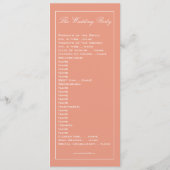 Cute Heart Peach Wedding Program Programma (Achterkant)