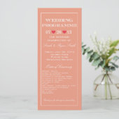 Cute Heart Peach Wedding Program Programma (Staand voorkant)