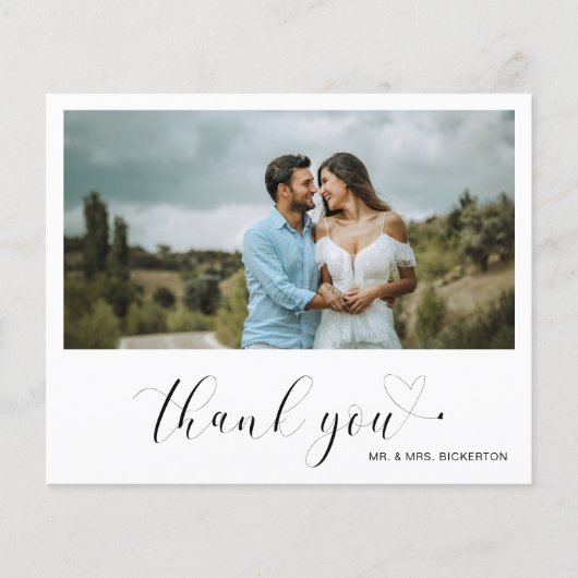 Cute Heart Photo Budget Mariage Carte de remerciem (Devant)