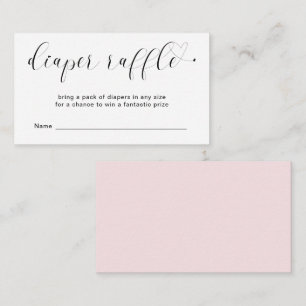 Cute Heart Pink Diaper Raffle Girl Baby shower Informatiekaartje