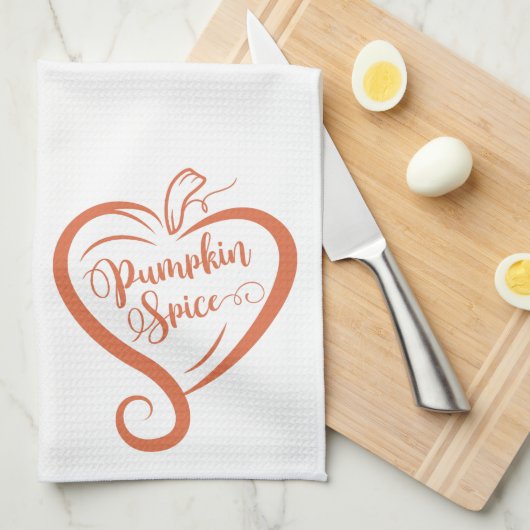 Cute Heart Pumpkin Spice Sinaasappel Theedoek (Quarter Fold)