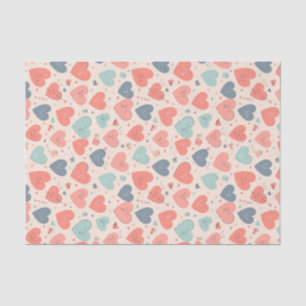 Cute Heart Retro Color Love Pattern Valentijnsdag Tissuepapier