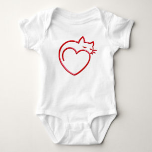 Cute Heart Shaped Cat Romper