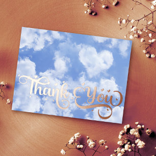 Cute Heart Shaped Cloud Blue Sky Weddenschap Harte Folie Feestdagen Briefkaart