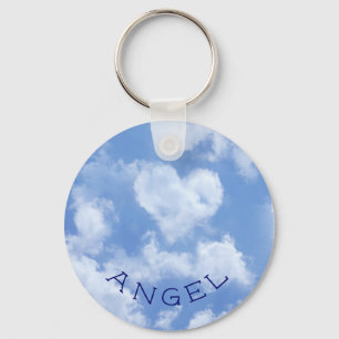 Cute Heart Shaped Cloud in Blue Sky Cheful Happy Sleutelhanger