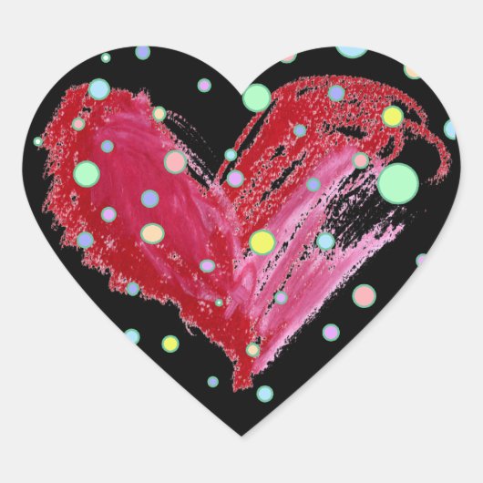 Cute Heart Stickers Black Polka Dots (Voorkant)