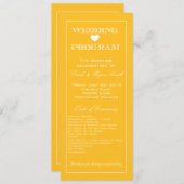 Cute Heart Yellow Wedding Programme Programma (Voorkant / Achterkant)
