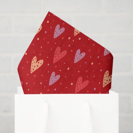 Cute Hearts and dots Valentines Pattern Tissuepapier (Cadeauzakje)