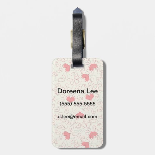 Cute Hearts Background Bagagelabel (Achterkant verticaal)