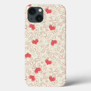 Cute Hearts Background iPhone 13 Hoesje