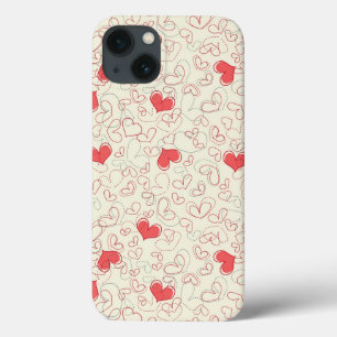 Cute Hearts Background iPhone 13 Hoesje