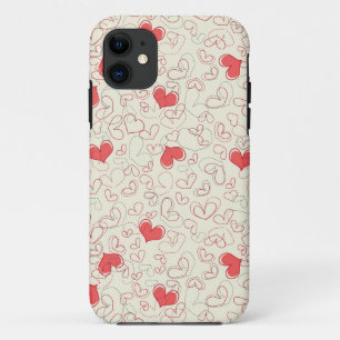 Cute Hearts Background iPhone 11 Hoesje