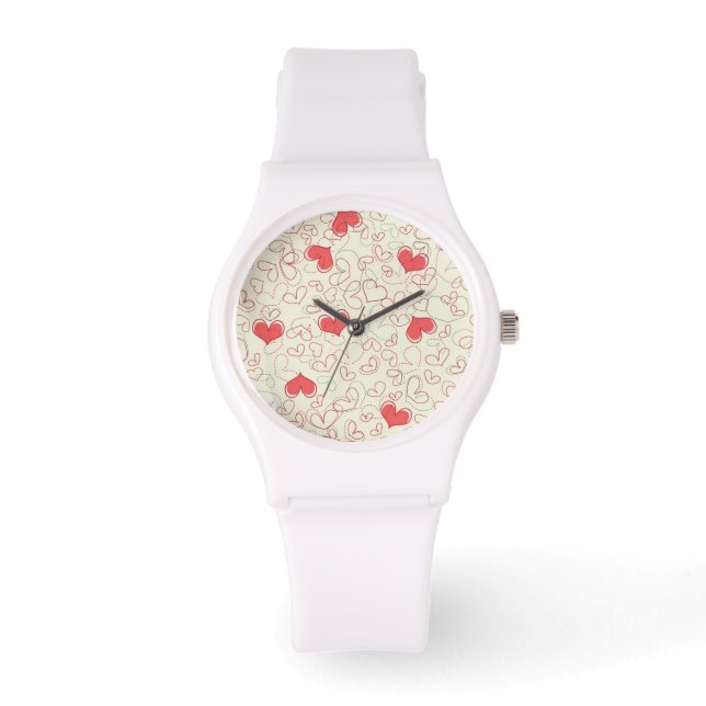 Cute Hearts Background Horloge (Voorkant)