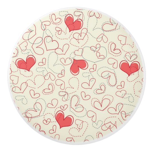 Cute Hearts Background Keramische Knop (Voorkant)