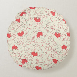 Cute Hearts Background Rond Kussen