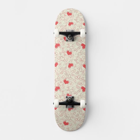 Cute Hearts Background Skateboard (Voorkant)