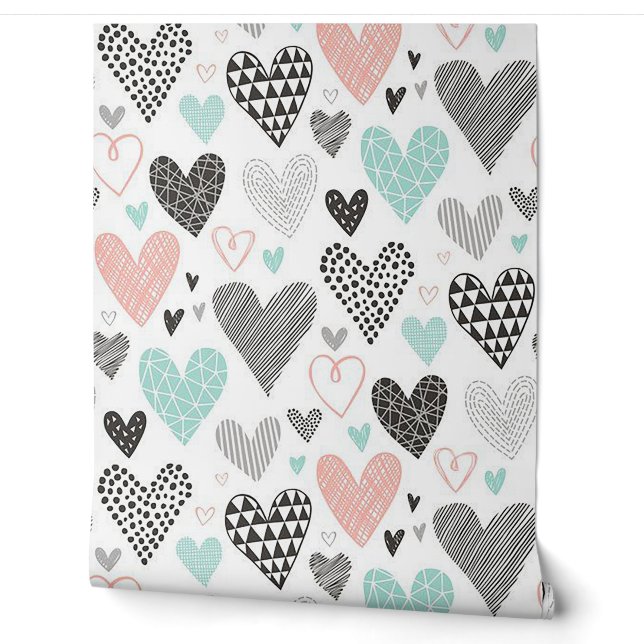 Cute Hearts Behang (Afrollen)