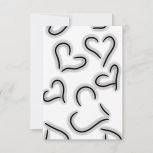 Cute Hearts Black and White Bedankkaart