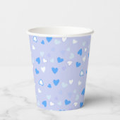 Cute Hearts Blue Papieren Bekers (Achterkant)