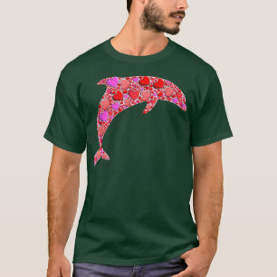 Cute Hearts Dolphin Funny Animals Lover Valentijns T-shirt