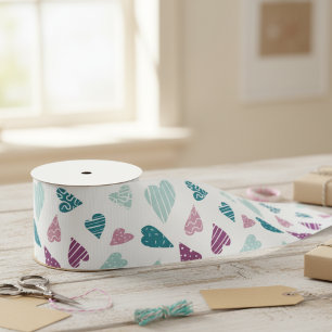 Cute Hearts Doodle Roos Valentijnsdag Lint