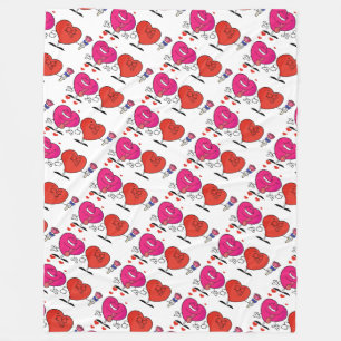 Cute Hearts Fleece Deken