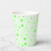 Cute Hearts Green Papieren Bekers (Achterkant)