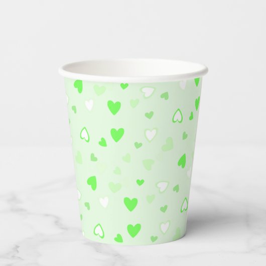 Cute Hearts Green Papieren Bekers (Achterkant)