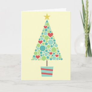 Cute hearts pastel moderne kerstboom feestdagen kaart